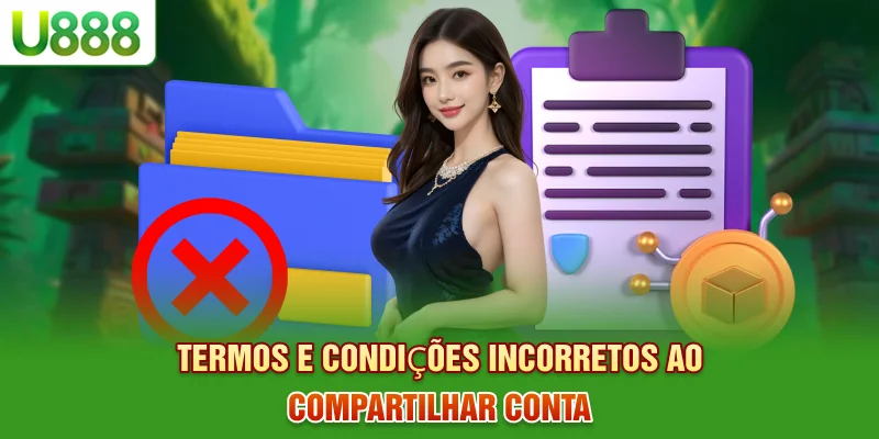 Termos e condições incorretos ao compartilhar conta